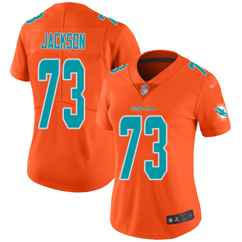 Nike Miami Dolphins #73 Austin Jackson Orange Women Stitched NFL Limited Inverted Legend Jersey->women nfl jersey->Women Jersey